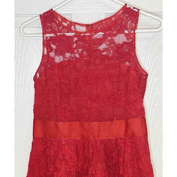 BB Dakota When The Night Comes Floral Red Lace Dress ModCloth Valentines Size 6 - Picture 2 of 9